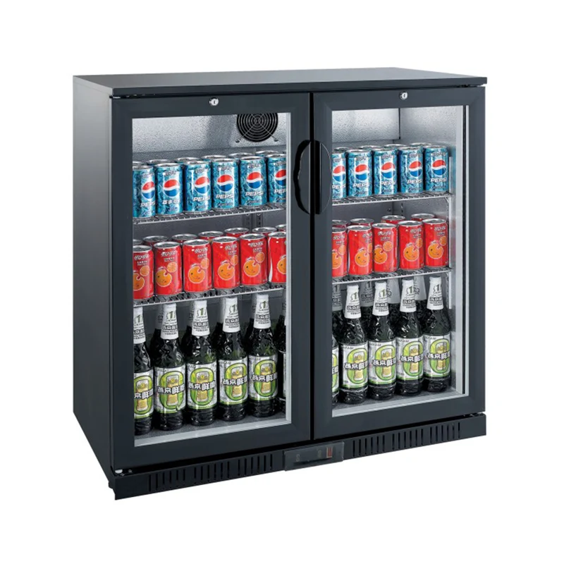 Arrière-bar 2 portes battantes noir 90cm