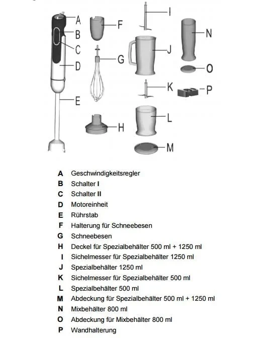 Bartscher Set de mixeur plongeant avec 5 niveaux