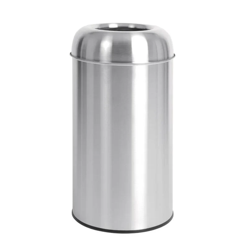 Bolero poubelle ouverte en acier inoxydable argent 40L