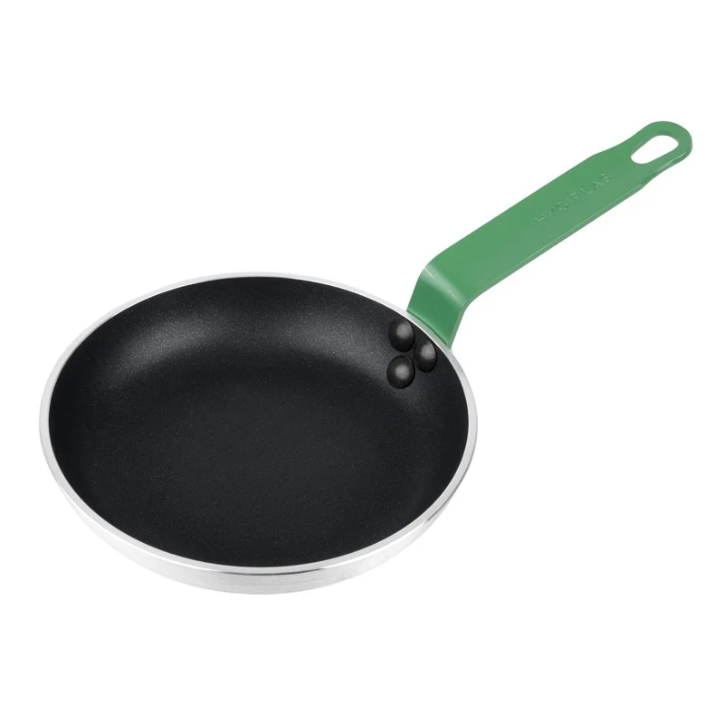Poêle aluminium antiadhésive Teflon Platinum Plus Hygiplas avec manche vert 200mm