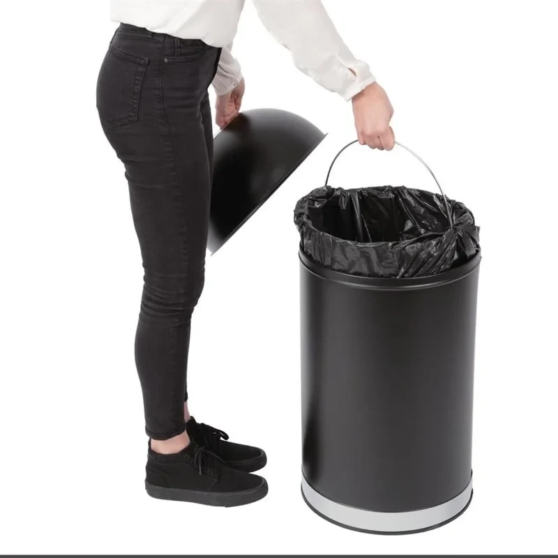 Bolero Poubelle ouverte noire 40L en acier