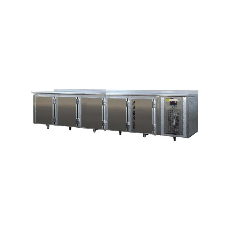 Tour réfrigéré réduite 5 portes +2/10°C avec dessus et dosseret inox - 3500x730x900mm
