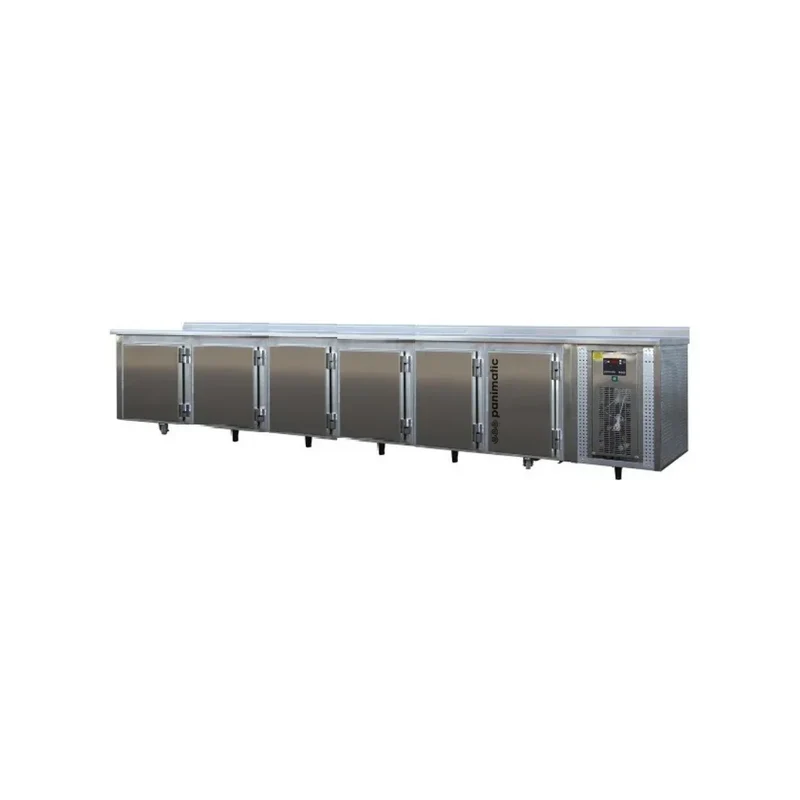 Tour réfrigéré réduite 6 portes +2/10°C avec dessus et dosseret inox - 4065x730x900mm