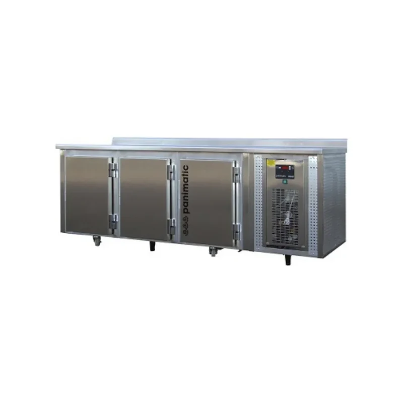 Tour réfrigéré 3 portes +2/10°C avec dessus et dosseret inox - 2970x690x900mm