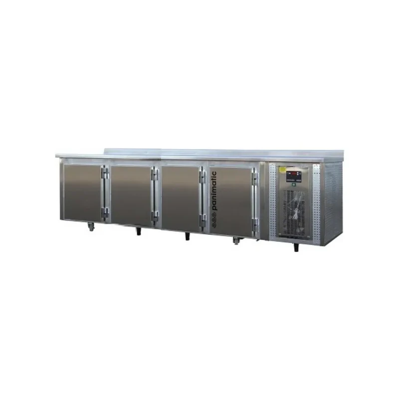 Tour réfrigéré 4 portes +2/10°C avec dessus et dosseret inox - 2680x750x900mm