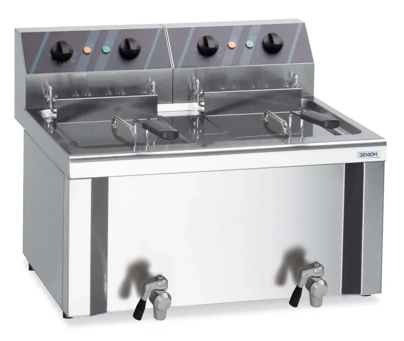 Friteuse électrique double professionnelle 6+6 Litres avec robinet de vidange, 230 V