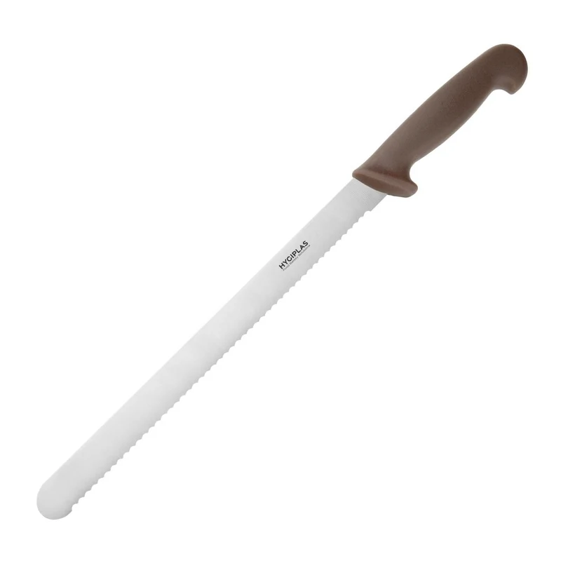 Couteau à génoise dentelé Hygiplas marron 30,5cm