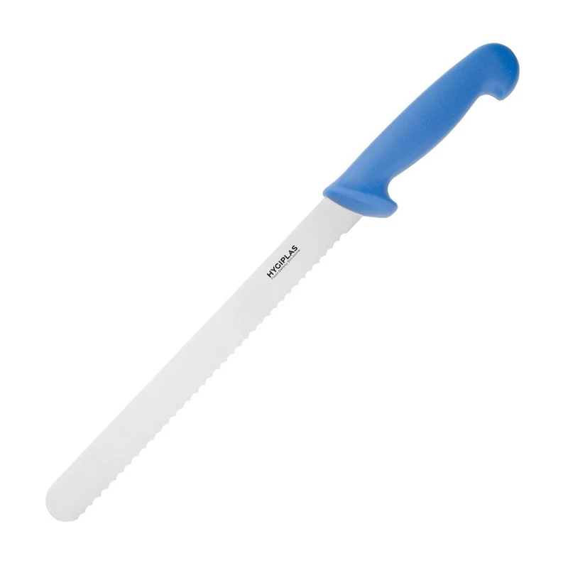 Couteau à génoise dentelé Hygiplas bleu 254 mm