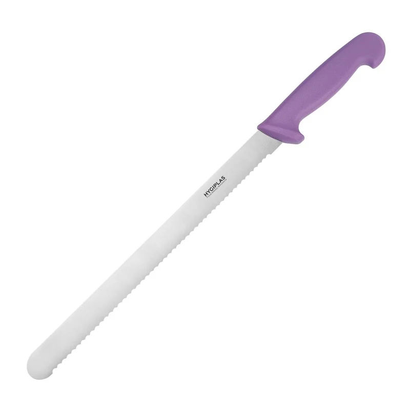 Couteau à génoise dentelé Hygiplas violet 30,5cm