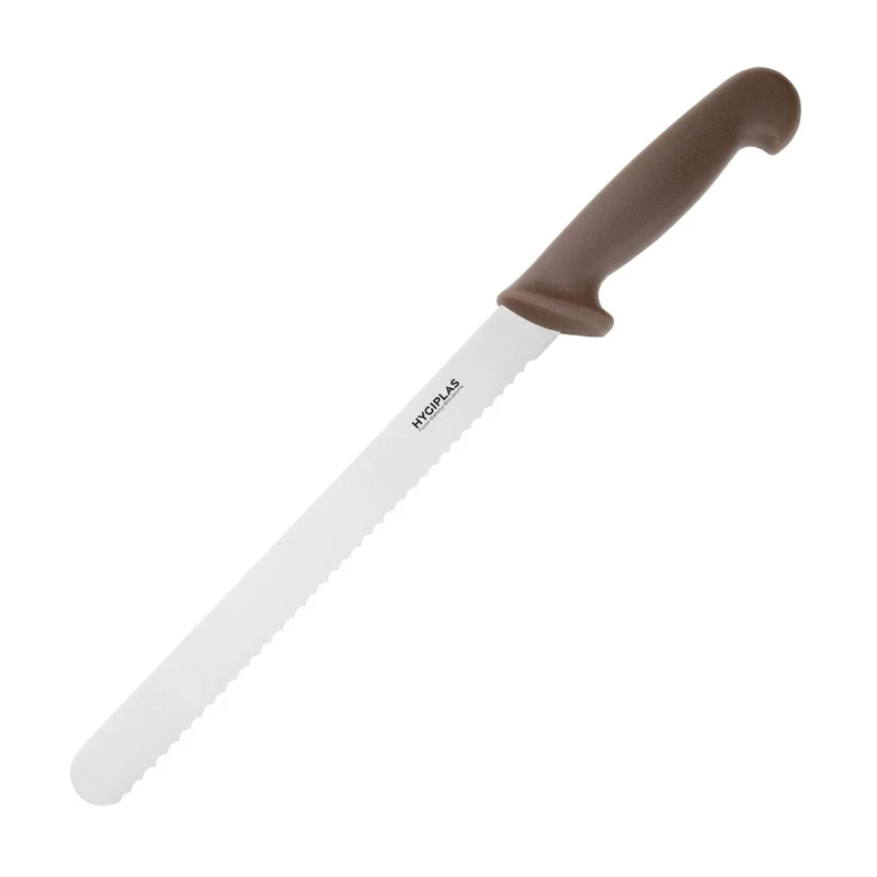 Couteau à génoise dentelé Hygiplas marron 254mm