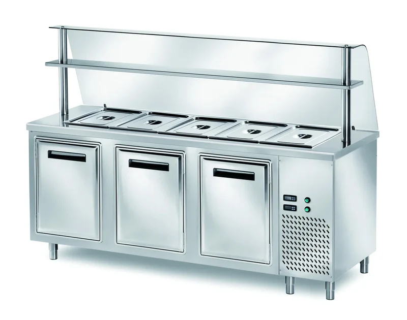 Table réfrigérée de distribution PROFI réfrigérée B200 avec portes battantes 2000x700x890 - 5x GN 1/1