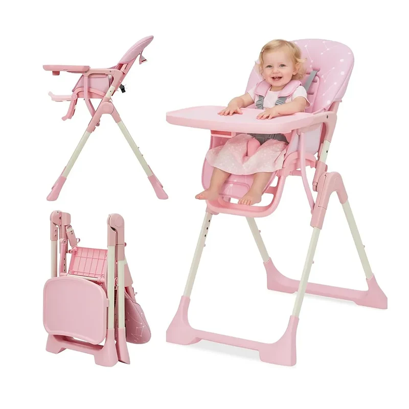 Foldable Baby High Chair - Pink