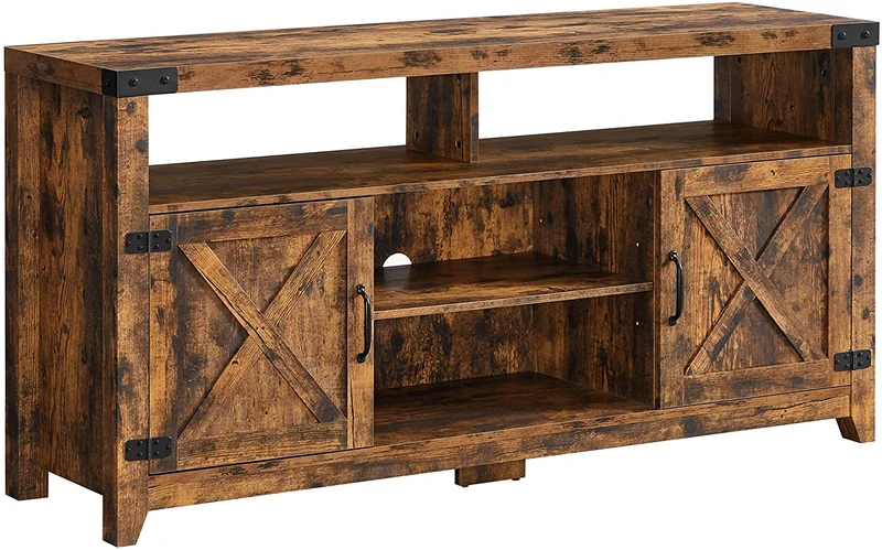 VASAGLE TV Cabinet, for TVs up to 60 Inches, 55.1 Inches, Rustic Brown