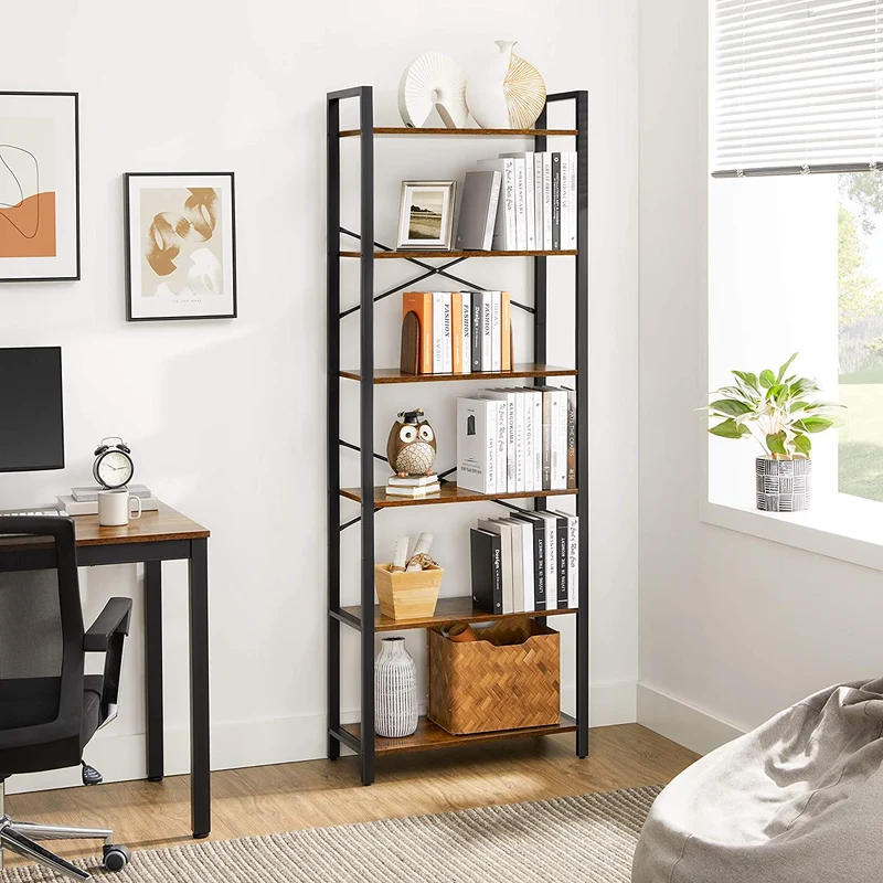 VASAGLE 6-Tier Bookshelf, Bookcase, Storage Rack, Rustic Brown and Black