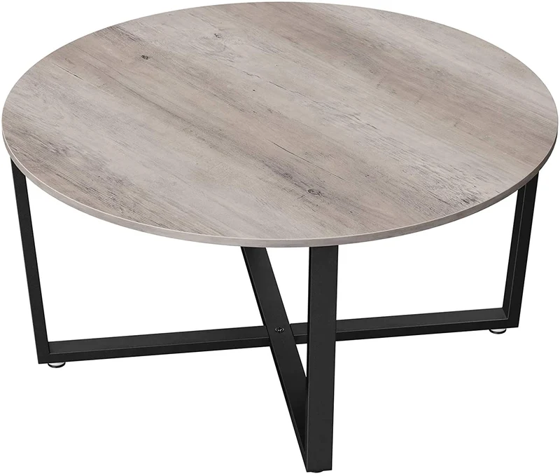 VASAGLE ALINRU Round Coffee Table, for Living Room, Greige and Black