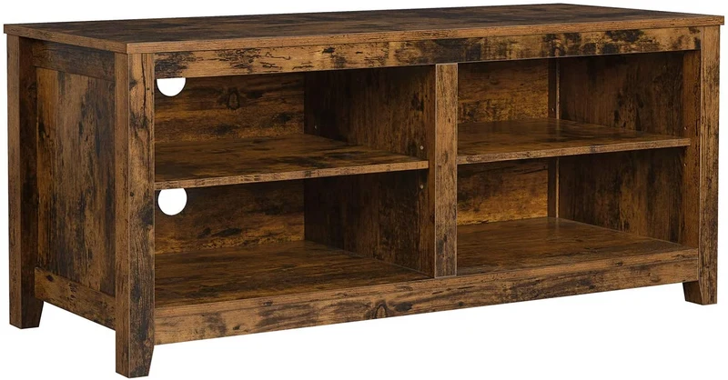 Vasagle TV Stand Cabinet with Open Shelves, Cable Holes, For Living Room, Rustic Brown
