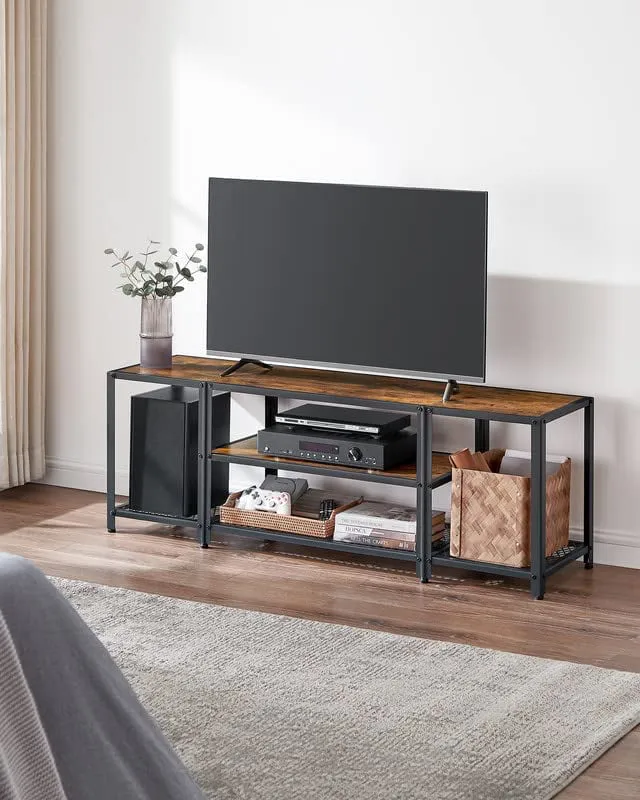 VASAGLE TV Stand for TVs up to 65 Inches,3-Tier Entertainment Center for Living Room,Rustic Brown and Black