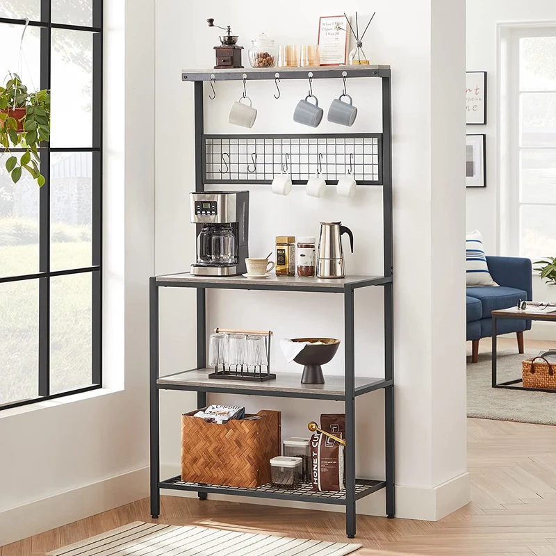 VASAGLE Bakers Rack, Coffee Bar, Kitchen Storage Shelf Rack UKKS017B02