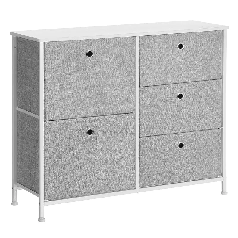 SONGMICS Storage 5 Fabric Drawer Dresser for Closet,Light Gray
