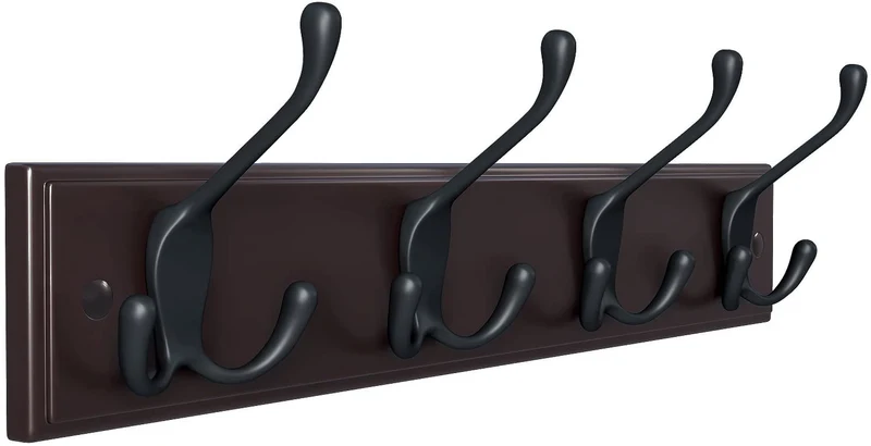 SONGMICS Wall Mounted Coat Rack, Hook Rack with 4 Tri-Hooks
