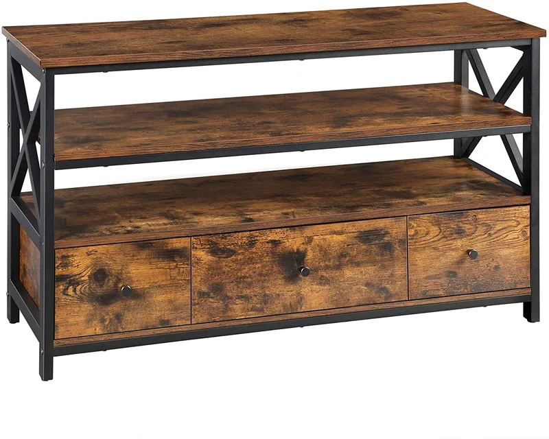 TV Stand, Entertainment Center for 50 Inch TV,Brown and Black
