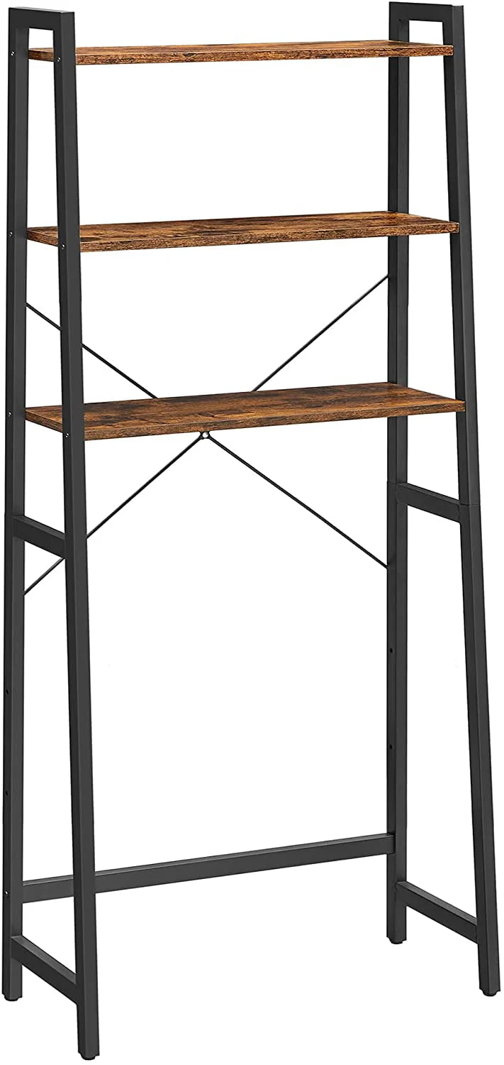 VASAGLE 3-Tier Over-The-Toilet Rack, Rustic Brown and Black