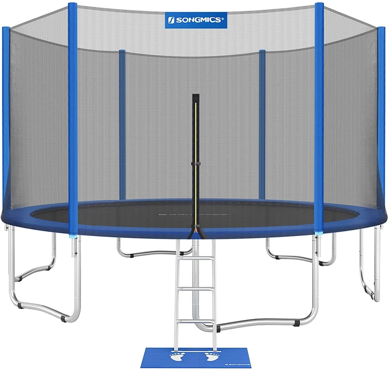 SONGMICS Trampoline with Enclosure Net, Safety Pad, Ladder