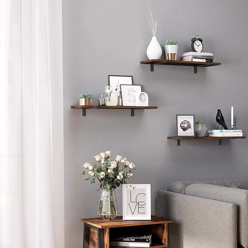 SONGMICS Wall Shelves Set of 2 , for Living Room, 23.6, Brown