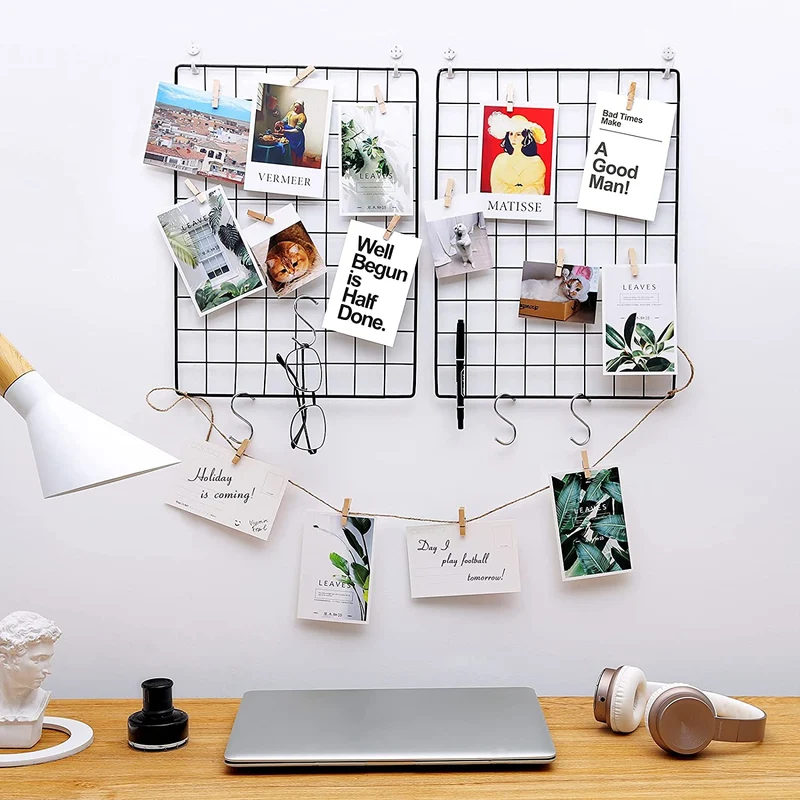 SONGMICS Photo Grid Wall, Photo Hanging Display, 16.5 x 12.2, Black