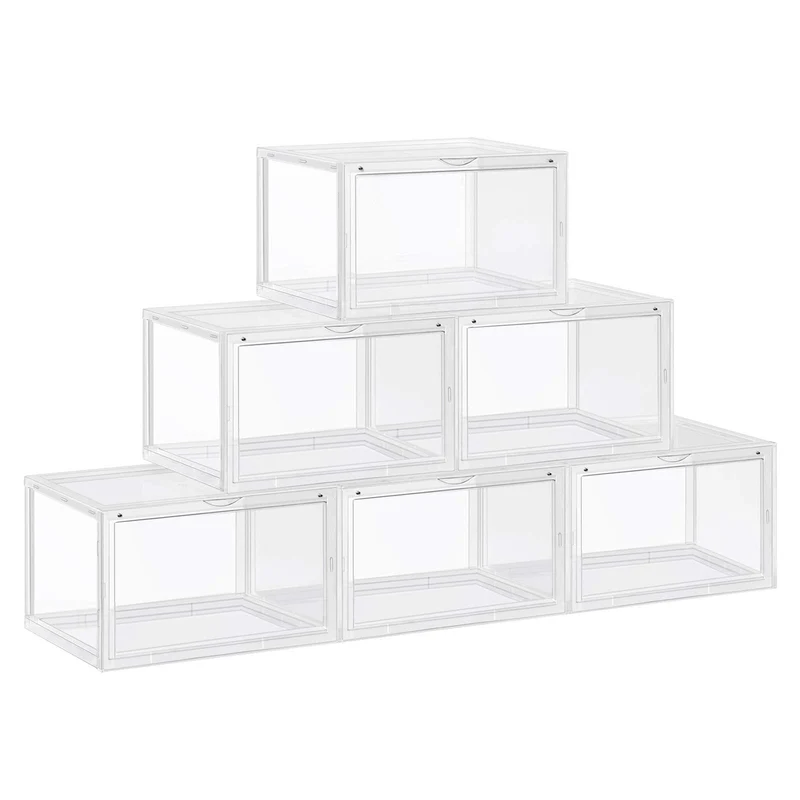 SONGMICS Shoe Boxes, Plastic Shoe Storage for US Size 12 Transparent