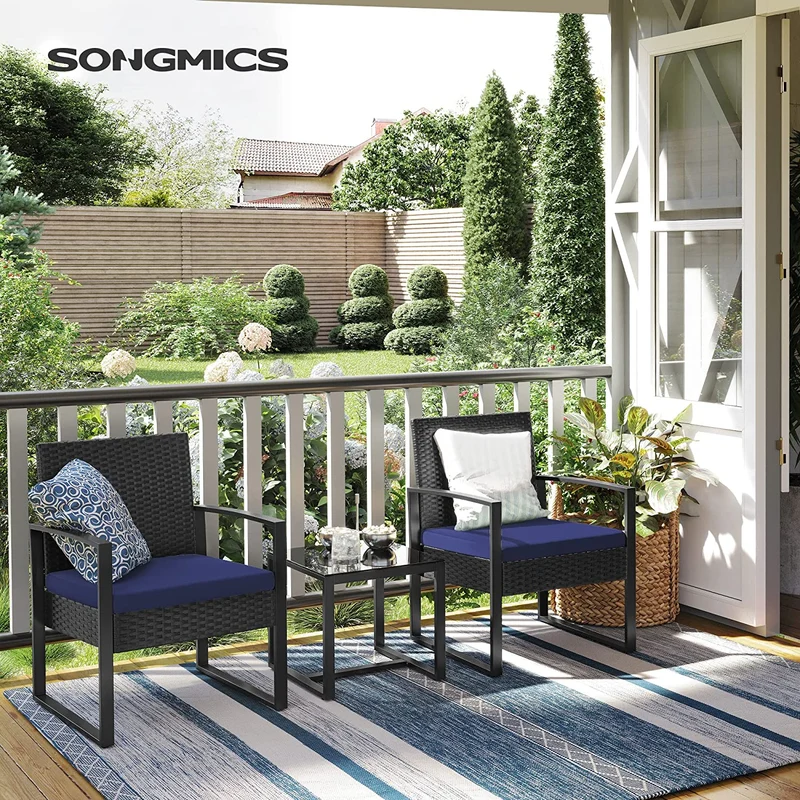 SONGMICS Patio Furniture Set,Patio Chairs, Outdoor Chairs Patio Seating, Bistro Set