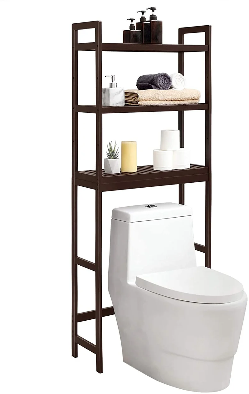 Songmics Over-The-Toilet 10.2W x 24.8D x 64.2H 3-Shelf Freestanding Shelves Brown