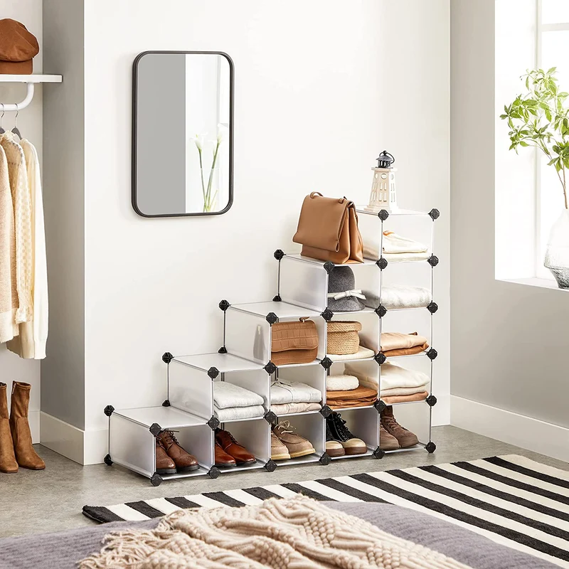 SONGMICS Shoe Rack, Cube Storage, 15-Slot Shoe Storage Organizer, White