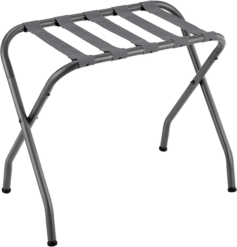 SONGMICS Metal Folding Luggage Rack for Guest Room Suitcase Stand for Bedroom Gray