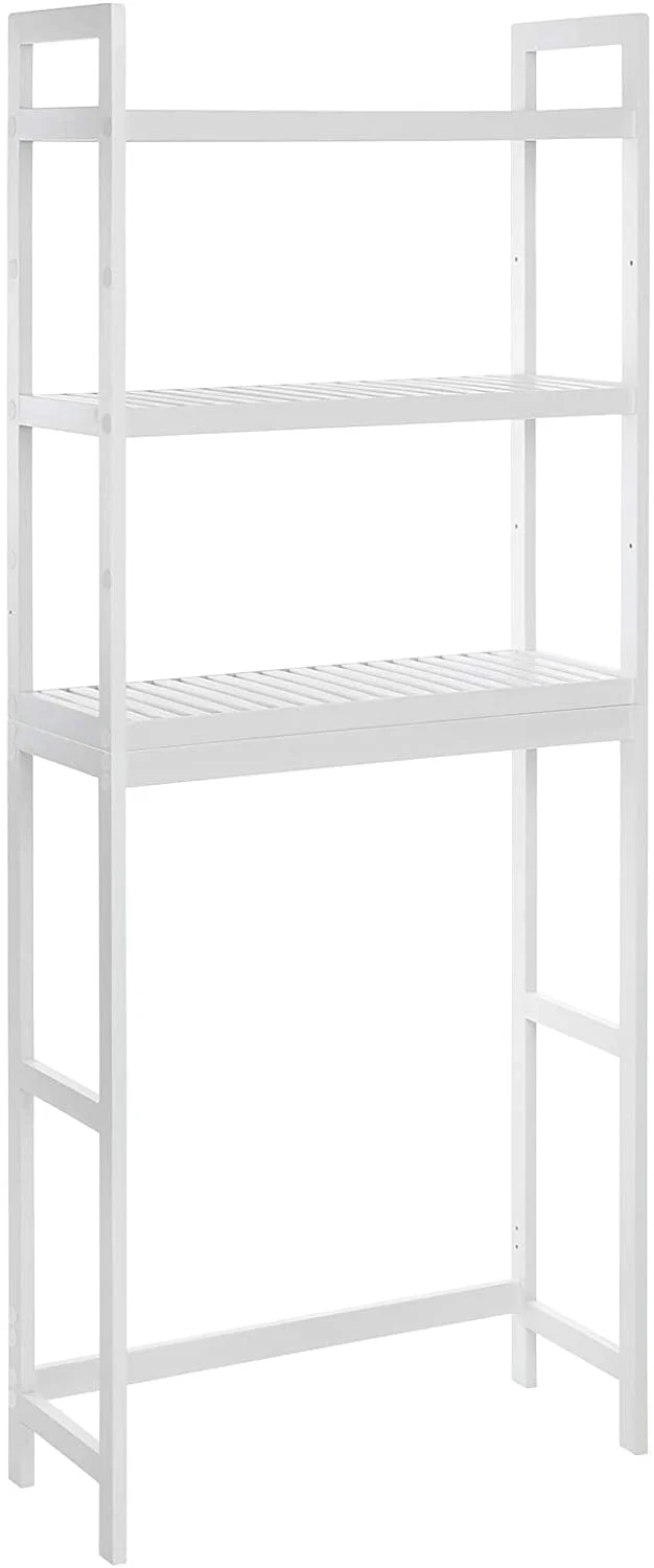 SONGMICS Over-The-Toilet Storage, 3-Tier Bamboo Bathroom Organizer, White