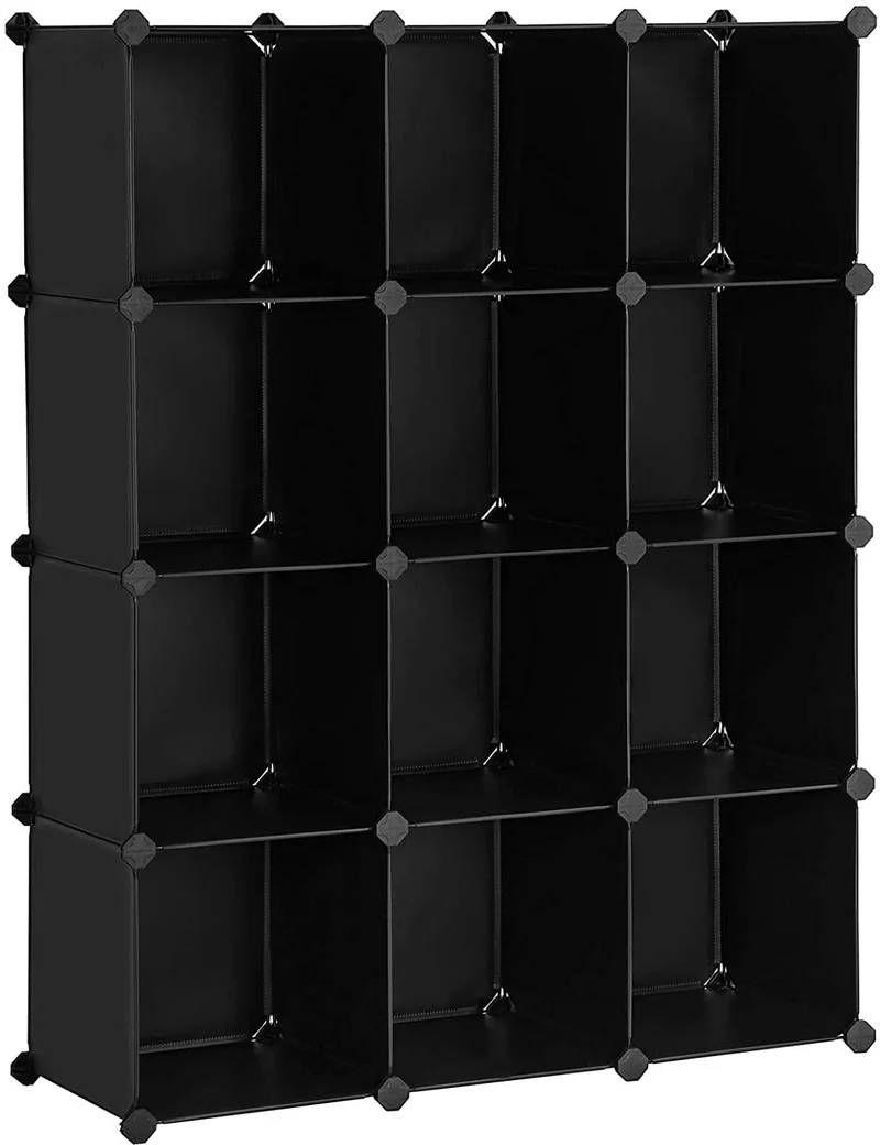 SONGMICS DIY 12 Cube Storage Organizer Cube Bookshelf Bookcase Black
