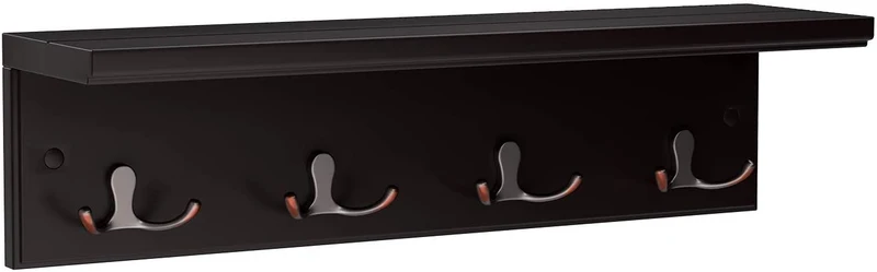 SONGMICS Entryway Hanging Coat Rack, with 4 Double Hooks, Dark Brown