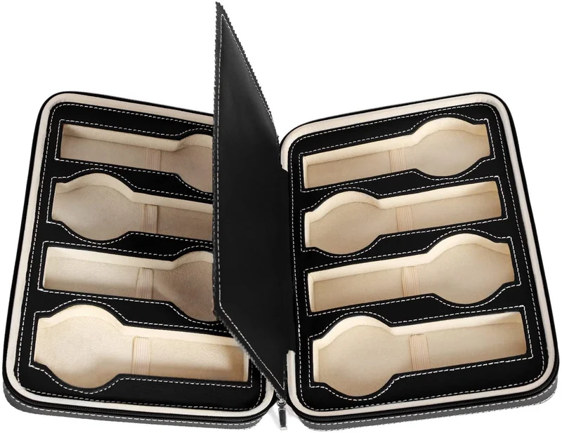 SONGMICS 8-Slot Portable Watch Box Travel Case Storage Organizer Black