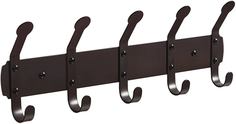 SONGMICS Coat Rack Wall Mounted, with 5 Hooks, Espresso