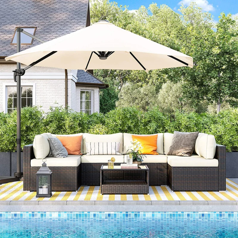 SONGMICS 7-Piece Patio Furniture Set,Brown and Beige
