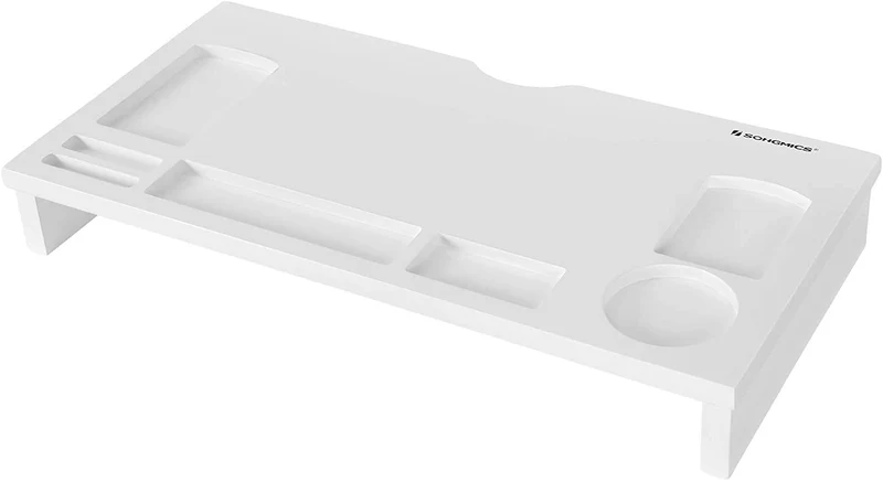 SONGMICS Bamboo Monitor Stand Riser, 23.6, White
