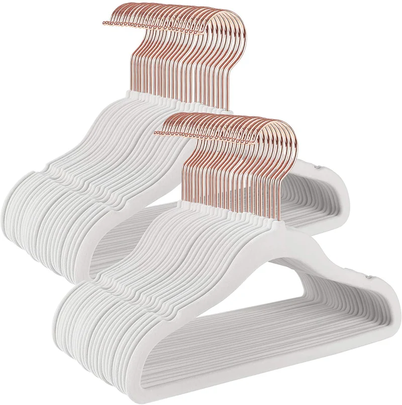 SONGMICS Baby Children?¡¥s Hangers Pack of 50, for Closet with Rose Gold Hooks, White