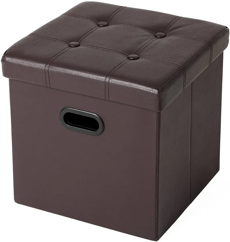 SONGMICS 15x 15x15Storage Ottoman Cube,Holds up to 660lbs,Leather,Brown