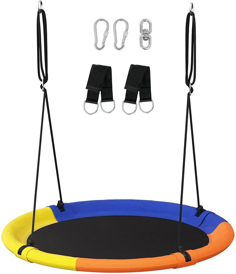 SONGMICS 40-Inch Saucer Swing for Kids Outdoor, Multicolor
