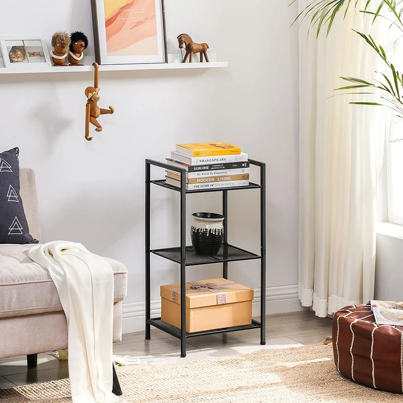 SONGMICS 3-Tier Storage Rack, Customizable Bathroom Shelf Black