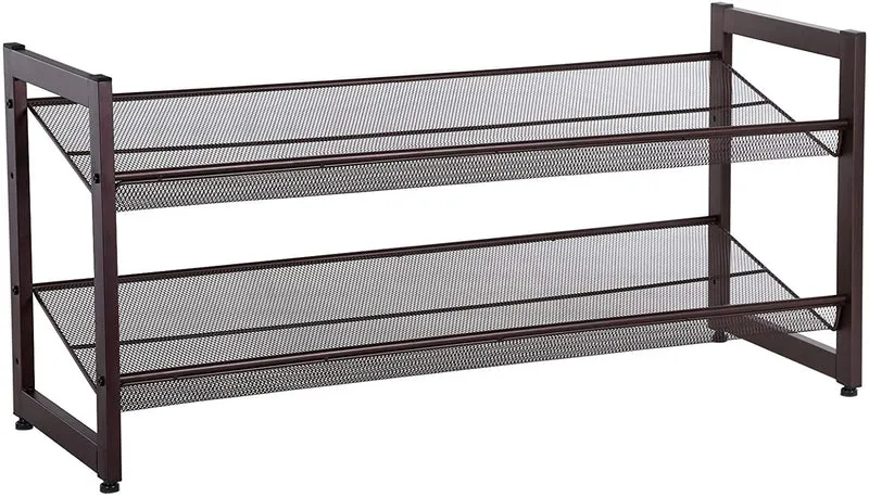 SONGMICS 2-Tier Stackable Metal Shoe Rack, Bronze