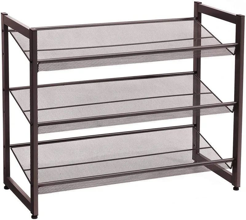 SONGMICS 3-Tier Shoe Rack Storage,Metal Mesh