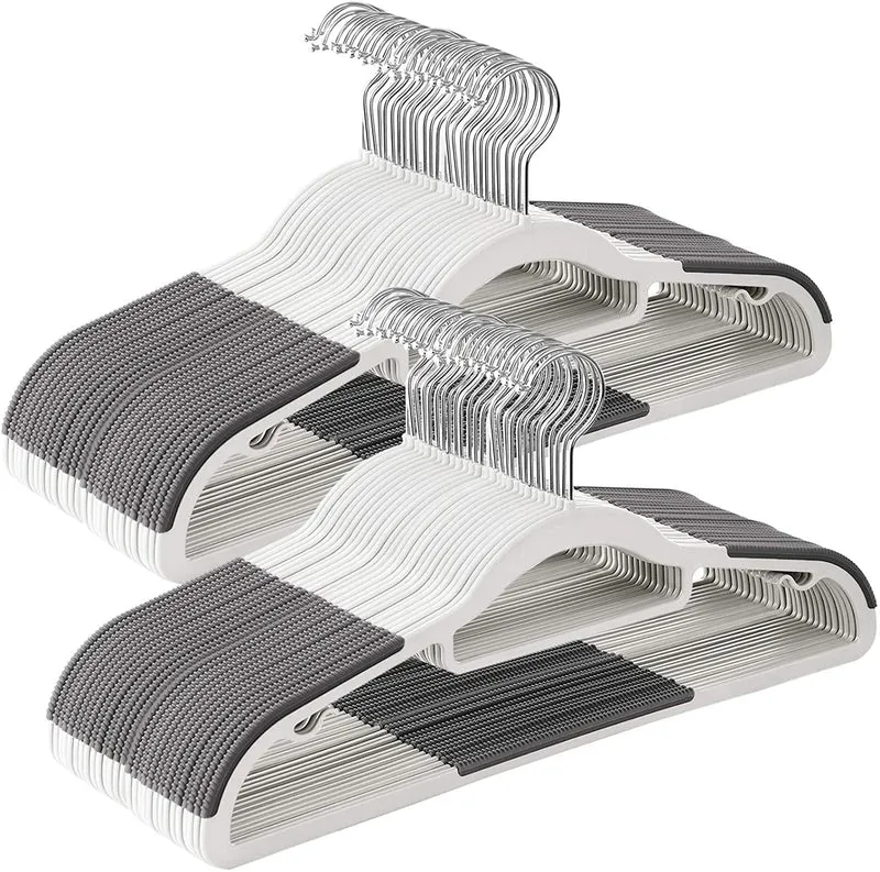 SONGMICS 50 Pack Coat Hangers, 360 Degree Swivel Hook, White and Dark Gray