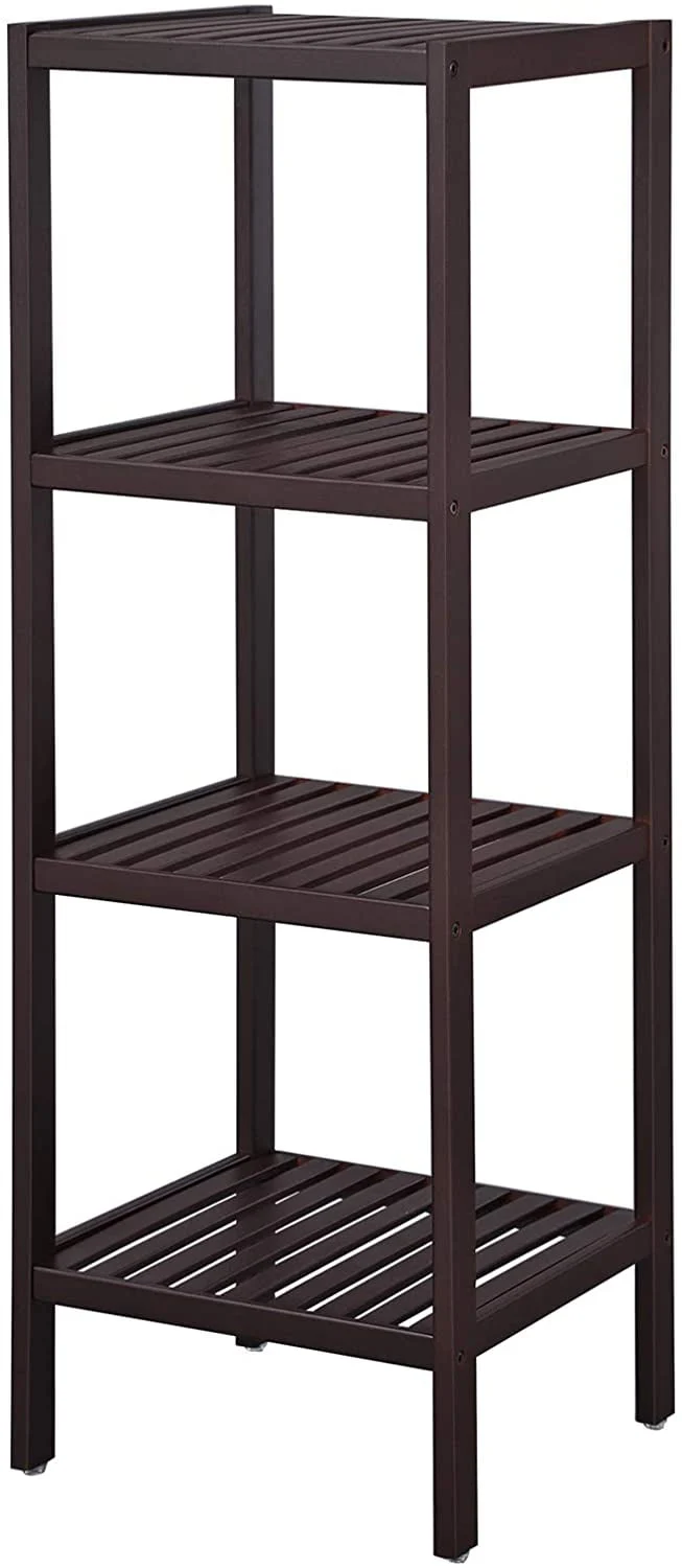 SONGMICS 100% Bamboo Bathroom Shelf Stand 4-Tier Storage Rack Shelving