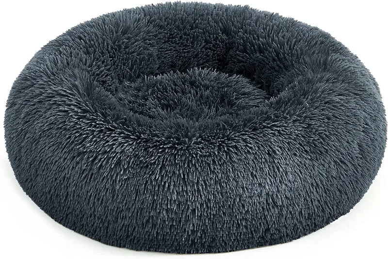 FEANDREA Dog Bed, Donut-Shaped Pet Bed, 23 Inches Dia., Dark Gray